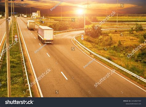 Two Big Trucks Trailers Other Cars Stock Photo 2152827707 | Shutterstock