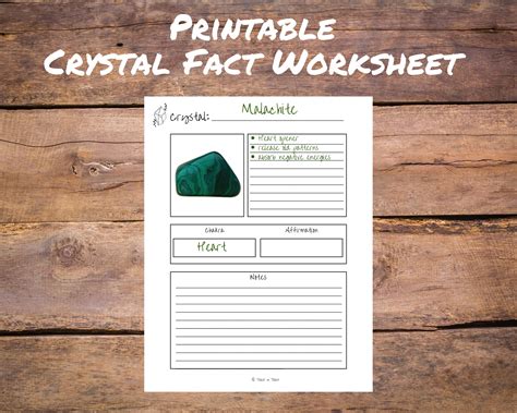 Crystal Fact Worksheet Printable Crystal Planner Journal Crystal Study ...