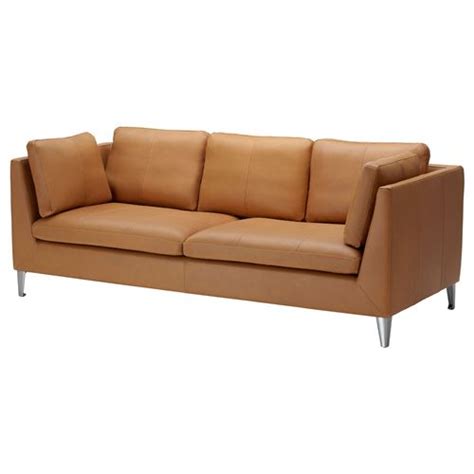3-местный кожаный диван - IKEA STOCKHOLM, 80x88x211см, коричневый ...