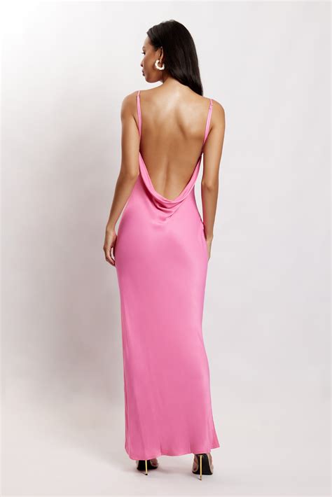 Jade Cowl Neck Backless Maxi Dress - Pink | Maxi dress, Pink maxi dress