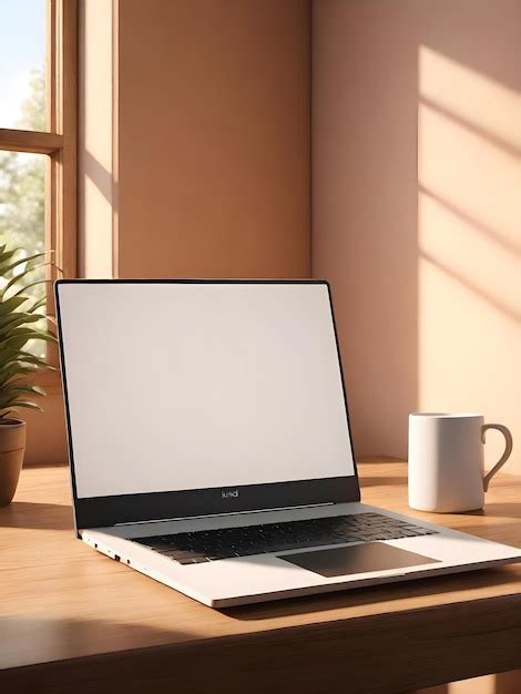 premium photo  laptop computer   white screen