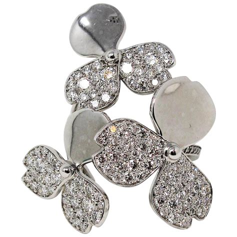 Tiffany and Co. Diamond Platinum Flower Ring at 1stDibs | tiffany