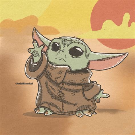 Baby yoda fan art in the style of my Mandalorian drawing the other day ...