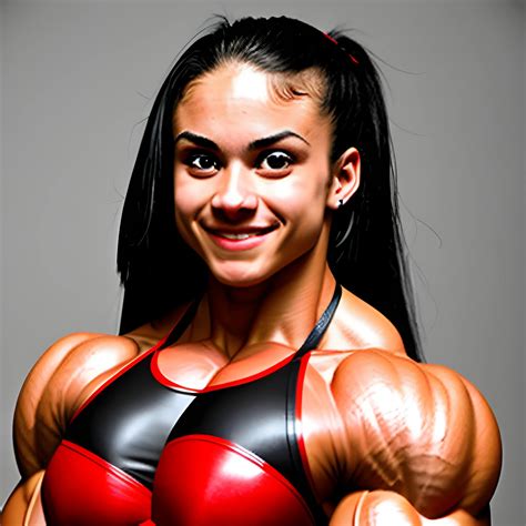 20 year old hyper muscled female bodybuilder with 25 inch biceps