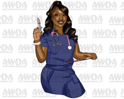 Black Nurse Png Sublimation Design Download, Nurse Life Png, Afro Nurse