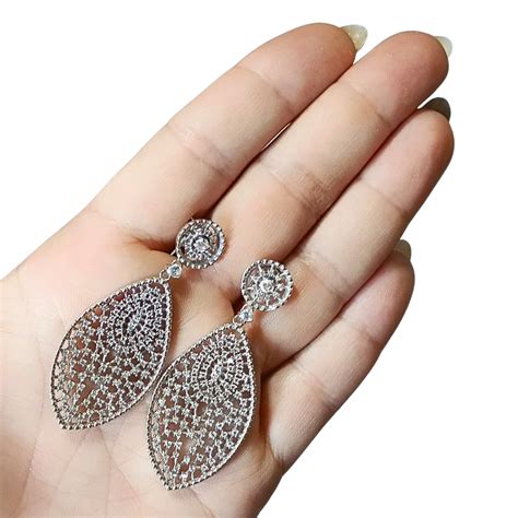 Brincos Prata Para Festa - BRINCO DE FESTA EM PRATA 925 NATURALS DIAMOND - Moriá Joias em Aço Inox
