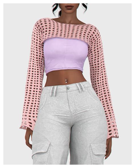 Long Sleeve Crochet Crop Top - Create a Sim - The Sims 4 - CurseForge ...