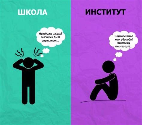 Основные отличия института от школы в иллюстрациях (8 шт)