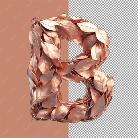 Premium PSD | Letter in rose gold leaves 3d png