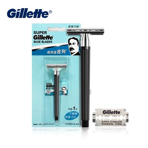 Gillette Super Blue Classic Men Shaving Razor Blade (1 handle with 1 ...