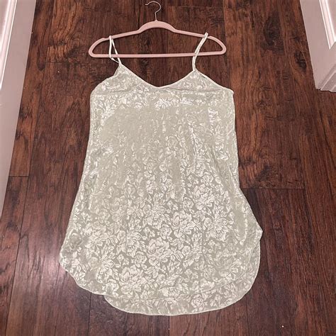 light green slip dress w/ slight floral print - Depop