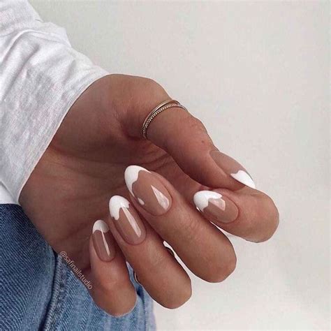 nude manicure | White tip nails, Nails, Chic nails