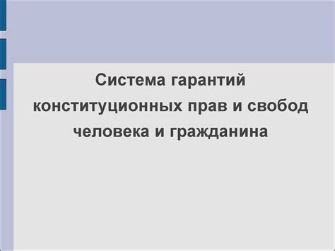 Система гарантий конституционных прав и свобод человека и гражданина ...