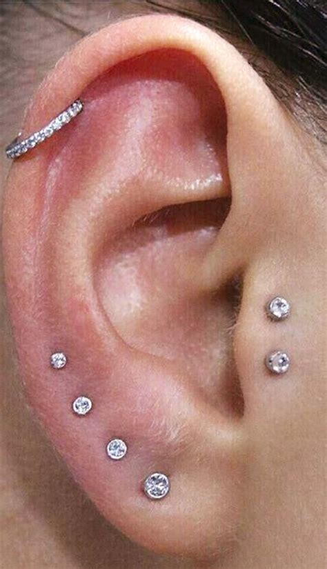 multiple ear piercing ideas for women crystal cartilage ring hoop ...
