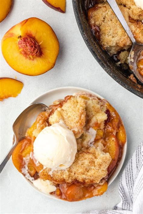 Southern Peach Cobbler in a Cast Iron Skillet