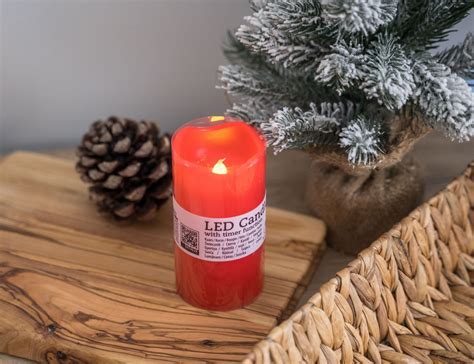 Свеча МЕРЦАЮЩАЯ восковая, с LED-огнем, 7х9 см, красная, таймер ...