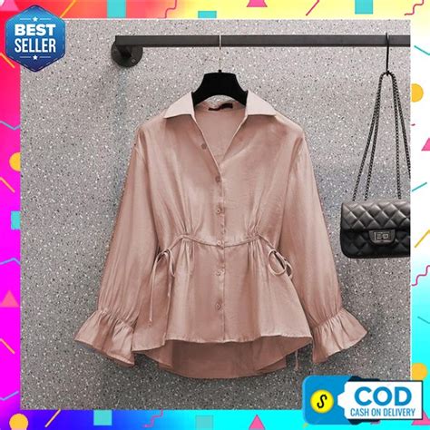 Jual Kemeja Cewek Kekinian 100% Bahan Original Adem Kemeja Kuliah Kerja ...