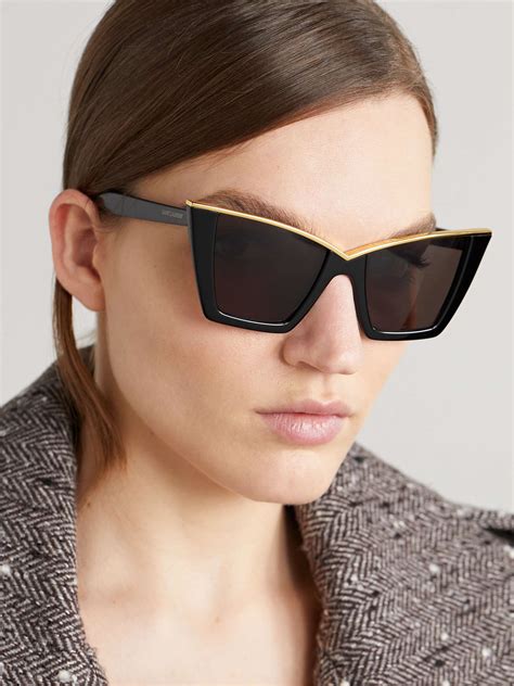 SAINT LAURENT EYEWEAR Cat-eye acetate and gold-tone sunglasses | NET-A ...