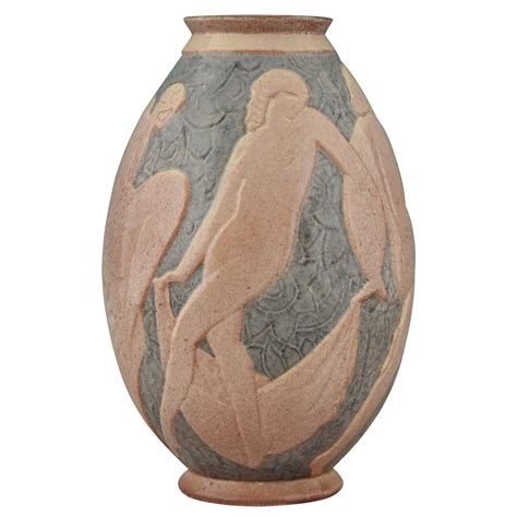 Sarabande Art Deco ceramic vase with dancing nudes and satyr - Deconamic