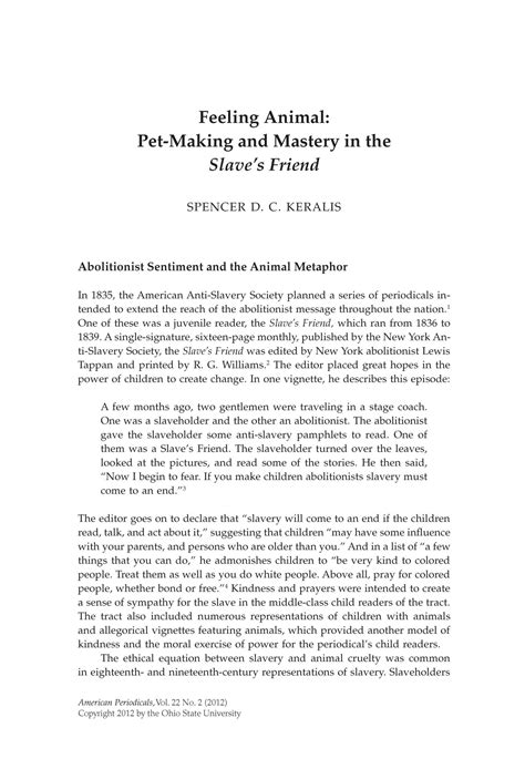 Feeling Animal: Pet-Making and Mastery in the Slave's Friend - Page 121