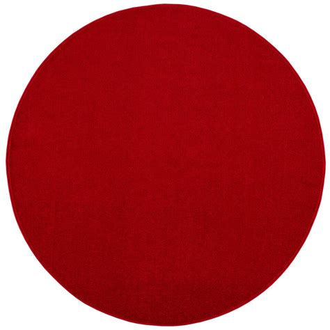 Uni Rond Effen Laagpolig Vloerkleed Modern Rood - 120 CM ROND | Leen Bakker