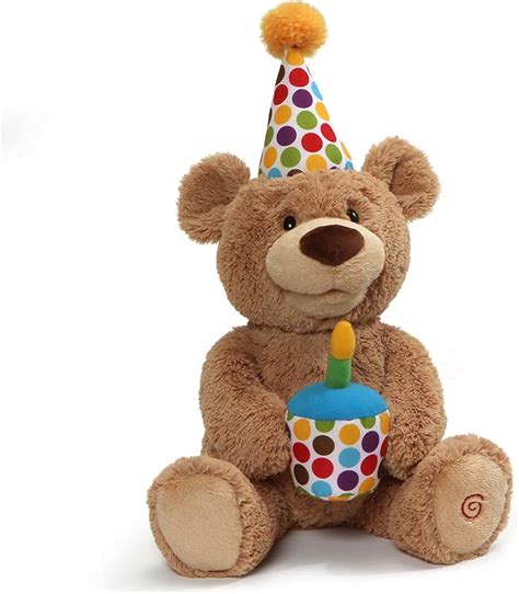 GUND Happy Birthday Animated Bear Singing Light Up Plush Stuffed Animal