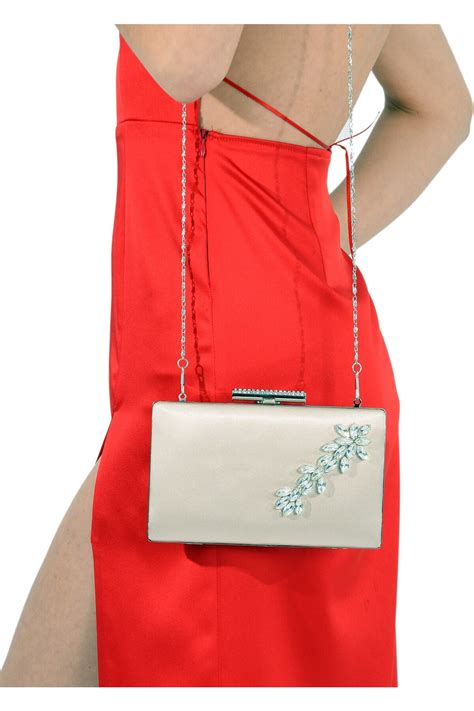 Biçanta Ten Nude Rengi Saten Kristal Taşlı Abiye Çanta Düğün Nişan Gece