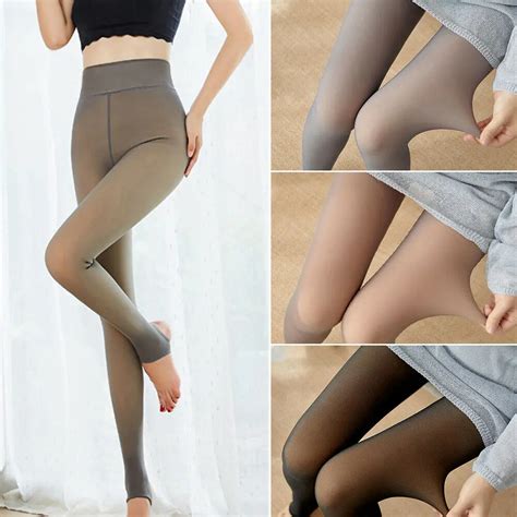 Женские колготки, зимние черные колготки из искусственной кожи ...