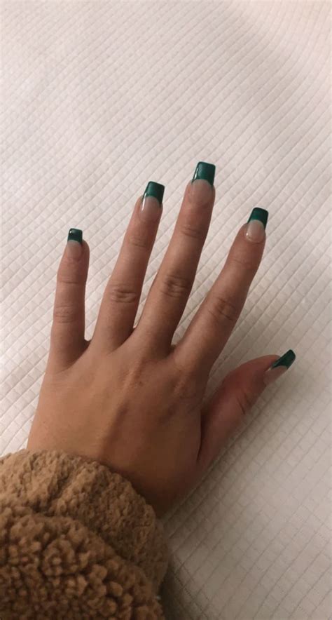 Dark Green French Tips | Green nails, Dark green nails, French tip nails