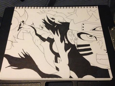 [Spoilers] Naruto Bijuu Mode drawing I did today : Naruto