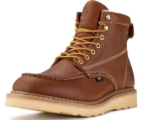 sureway  wedge moc toe work boots  men soft toe premium full