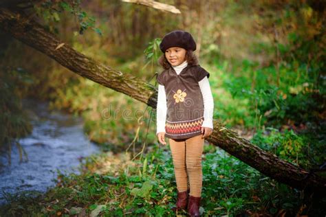 Happy Little Girl Playing in the River Stock Image - Image of activity ...