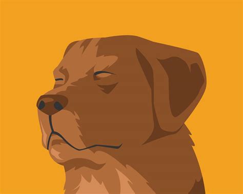 relaxed dog face closing  eyes cartoon flat illustration