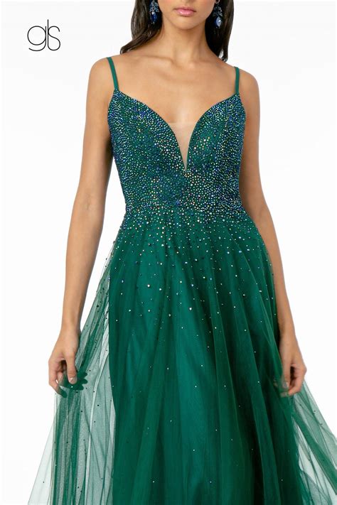 Champagne Illusion Deep V-Neck Mesh Long Prom Dress - Formal Dresses