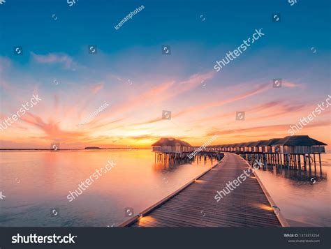 Maldives Island Sunset Water Bungalows Resort Stock Photo 1373313254 | Shutterstock