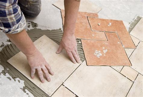 Floor tiles installation stock photo. Image of floor, hall - 3511626