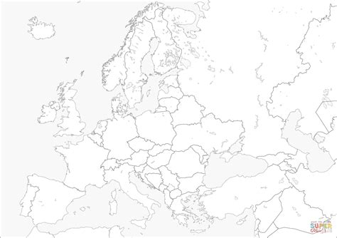 Ausmalbild: Karte von Europa | Ausmalbilder kostenlos zum ausdrucken
