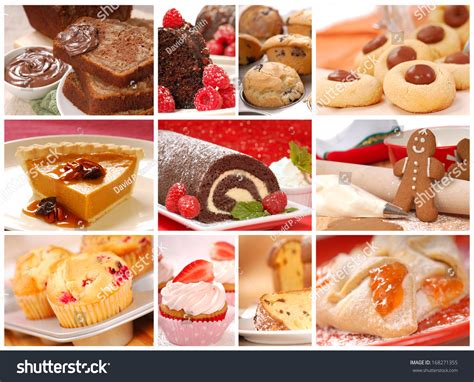 Collage Showing A Variety Of Delicious Pastries, Desserts And Baked Goods Including Cookies ...