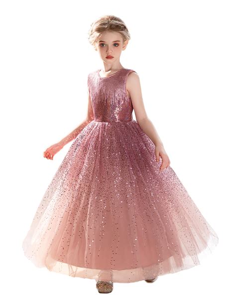DPKM Flower Girls Sequin Dress Bridesmaid Sparkle Formal Wedding Party