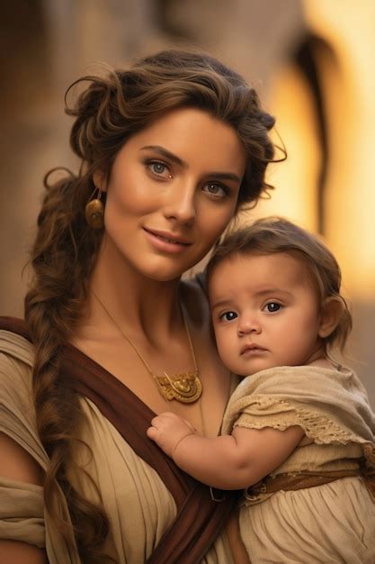 Free Photo | Close up on ancient greece mother with baby