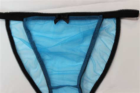Turquoise Nylon Chiffon Tanga Panties
