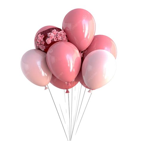 Floating Pink Balloons Tied Together In A Festive Arrangement, Floating