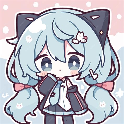 Premium Photo | Kawaii Chibi Anime Girl Stickers Cute Simple and