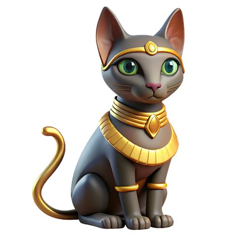 dynamic stunning Bastet, Egyptian cat goddess NO BACKGROUND with
