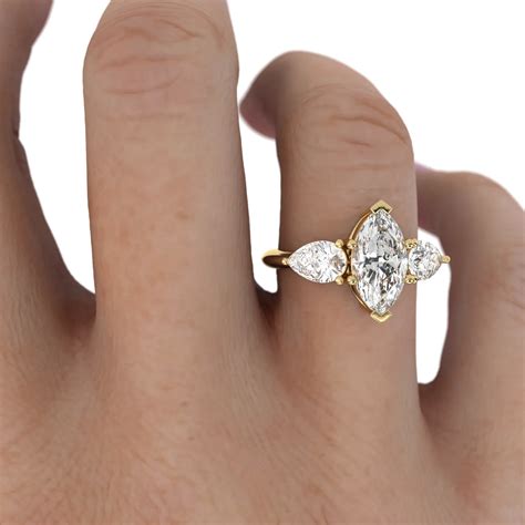 Pear & Marquise 3 stone Engagement Ring - Glacier® Jewelry