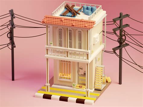 Phuket Old Town building : r/blender