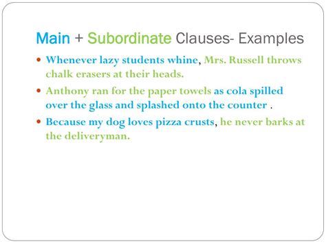 main  subordinate clauses powerpoint