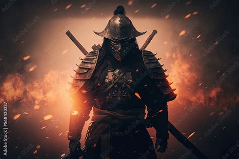 epic samurai warrior ready  battle stock illustration adobe stock