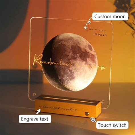 Custom Moon Night Light the Night We Met Anniversary Gift Personalized ...