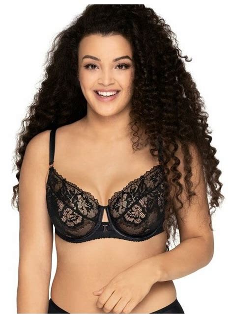 Стильный бюстгальтер на косточках plus size с кружевом (AVA, Польша ...